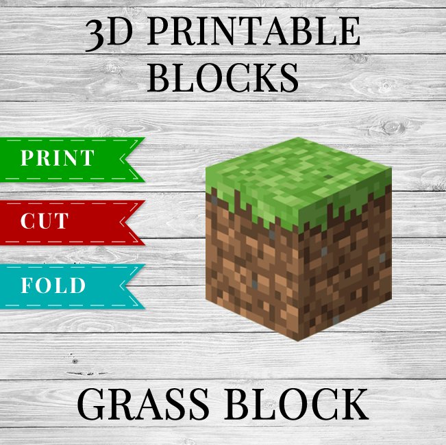 Grass Block - Minecraft Grass Block Printable Papercraft Template